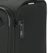 SWISSGEAR Stride Large Expandable Spinner Luggage, Black, Checked, 8 Wheels, TSA Lock