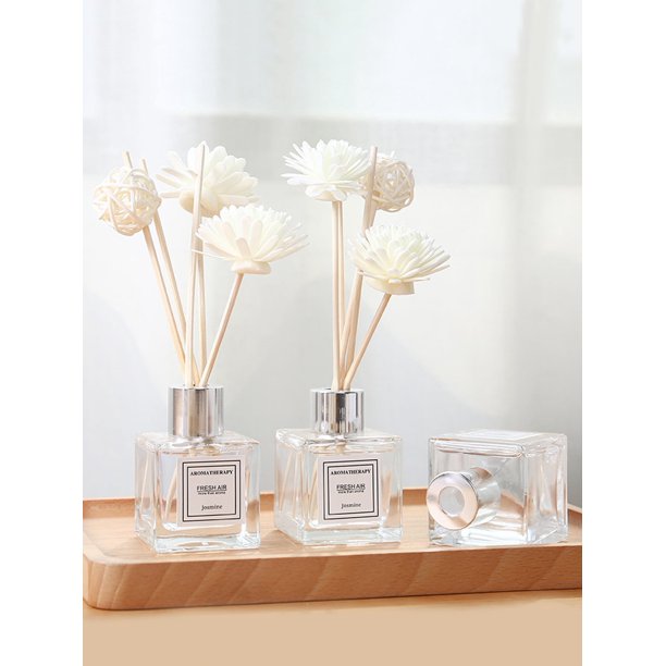 1 Bottle 50ml Square Glass Bottle Non-combustible Osmanthus Fragrance Essential Oil For Home Aroma + Fragrance Diffuser Stick