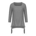 thumbnail image 5 of WREESH Womens Cotton Linen Shirts Loose Casual Spring/Summer Solid Fashion 3/4 Sleeve T-Shirt Blouse Tops Gray, 5 of 6