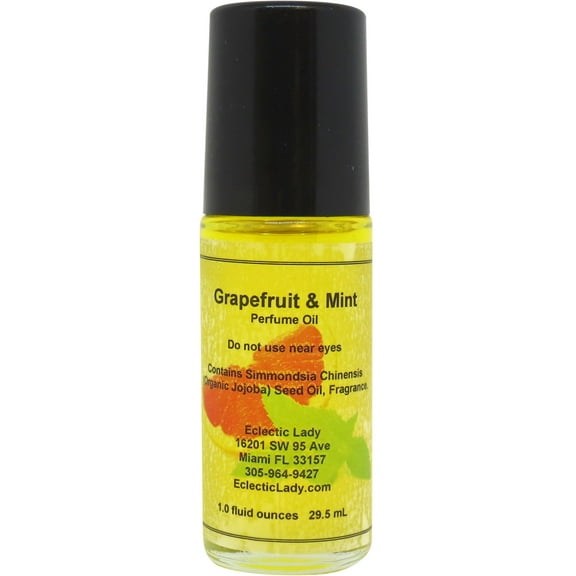 Grapefruit and Mint Perfume Oil, 1.0 Oz Portable Roll-On Fragrance