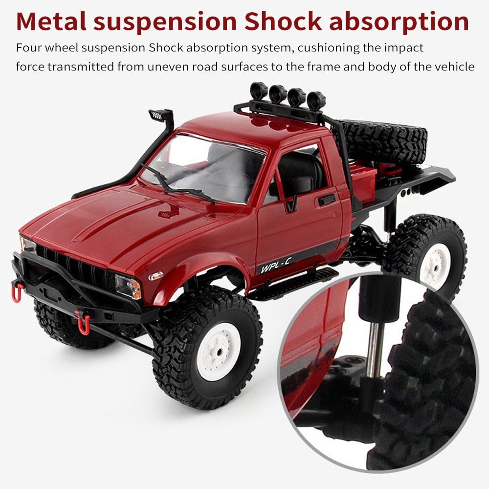 WPL 1/16 Remote Control Military Truck 4WD Off-road Climbing Car with LED Lights