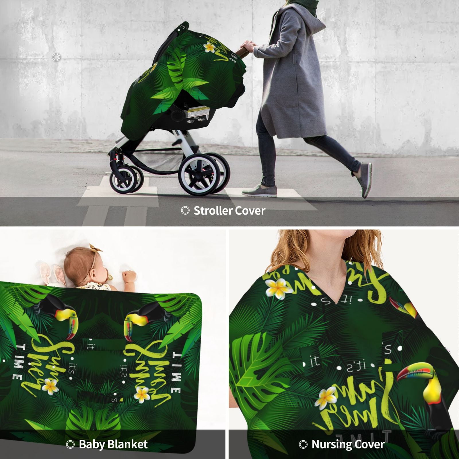 Car Seat Cover Baby - Tropical Summer Vibes Breathable Infant Car Seat Cover for Baby Carseat, Lightweight Comfort Baby Essentials Must Haves Newborn Stuff for Girl Boy
