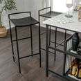 thumbnail image 2 of Svelte 30" Coastal Contemporary Iron Saddle-Seat Low-Back Bar Stool with Foot Rest, Black Frame, 2 of 9