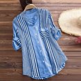 thumbnail image 2 of Xihbxyly Women V Neck Print 3/4 Sleeve Cotton Linen T-shirt Casual Blouse Tops Plus Size Three Quarter Striped Print V-Neck Loose Fit Top T-Shirt Blouse Printed Shirt, 2 of 6
