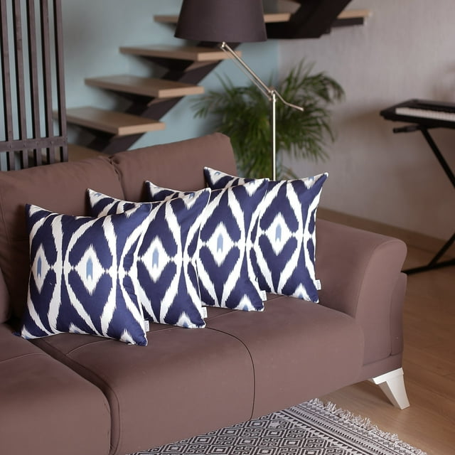 Ikat Housse de Coussin Décorative Carrée 18 Pouces (Ensemble de 4)