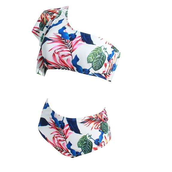 Black and Friday/Cyber·Monday Deals asdoklhq Plus Size Swimsuits for Women,Women's bikini leaf one-shoulder swimsuit outer single swimwear Beachwear