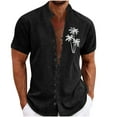 thumbnail image 2 of Offres Flash! Aqestyerly Haut Grande Taille pour Femmes en Solde, Chemise Décontractée Mode Homme Col Rabattu Imprimé Manches Courtes Boutons Blouse, 2 of 6