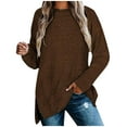 thumbnail image 3 of Perfectbot Sweaters for Womens Fleece Round Neck Long Sleeves Thermal Tops Fall Winter Loose Blouse, 3 of 4
