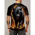 thumbnail image 2 of T-Shirt Graphique 3D Loup de Feu Surdimensionné Manches Courtes Polyester Décontracté Y2K Mode Urbaine Été, 2 of 9