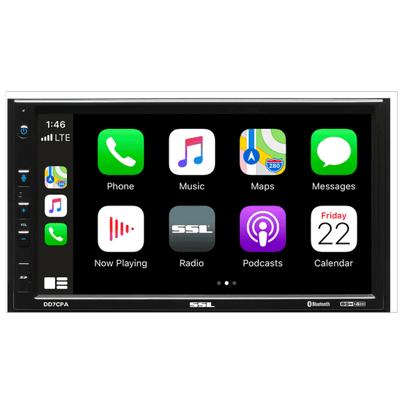 Sound Storm Laboratories DD7CPA Car Audio Stereo System - Apple CarPlay, Android Auto, 7 Inch Double-Din, Touchscreen, Bluetooth Audio and Calling Head Unit, No CD Player, Radio Receiver, Amplifier