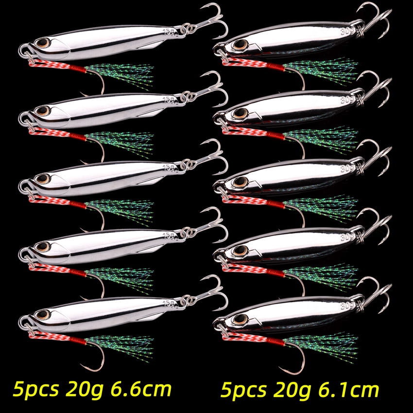 10PC/lot Metal Cast Jig Spoon 10g 20g 30g 40g Lures set With Hook Casting Jigging Fish Sea Bass Fishing Lure Artificial Bait