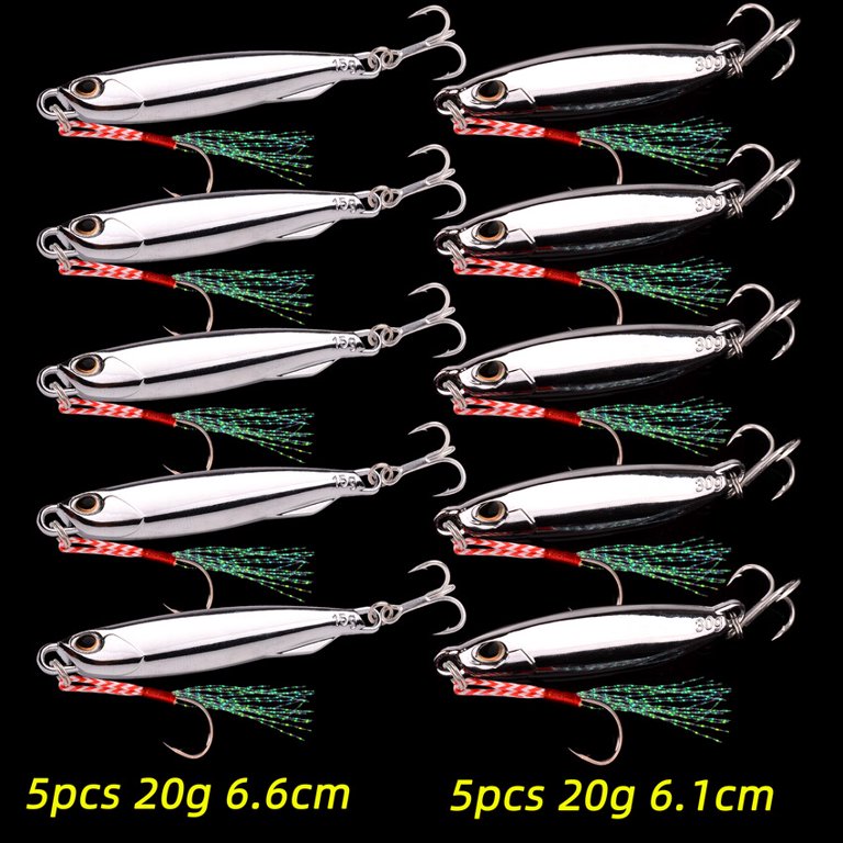 10pc lot fishing hook 10PC/lot Metal Cast Jig Spoon 10g 20g 30g 40g Lures set With Hook Casting  Jigging Fish Sea Bass Fishing Lure Artificial Bait