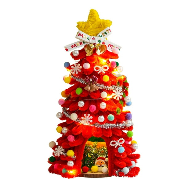 Decoraciones Del Árbol de Navidad 10 Pulgadas de Artesanía de Bricolaje Mini Árbol de Navidad de Resplandor, Árbol de Navidad de Mesa Pequeño con 20 Conos de Luz Led Y Decoraciones de Navidad Luces De