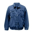 thumbnail image 6 of Tiweut Womens Denim Jackets Lightweight Washed Long Sleeve Lapel Button Loose Fit Coat Regular Blouses BU2,M, 6 of 8