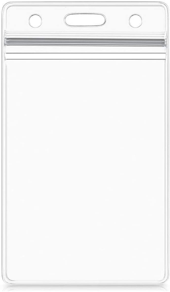 50 Pack Vertical ID Card Name Tag Badge Holder with Waterproof Type