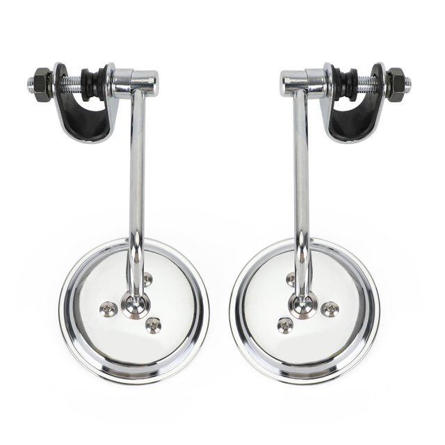 Universal Cafe Racer Short Stem Chrome Clamp on 3" Round Mirror 7/8"- 1" Bar