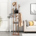 thumbnail image 2 of XKHZJL Wood Coat Rack, Freestanding Coat Rack with 3 Shelves and 9 Hooks, Coat tree for Bedroom, Entryway, Livingroom, Coat Hanger Stand for Coats, Scarves, Handbags, 2 of 9
