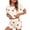 Beige, variant on Huaizzzy Women's Fashionable Home Round Neck Short Sleeved Shorts with Print Casual Pajamas and Pajama Pants Set Sleep Wear Holiday Pajamas Bride Outfit Getting Ready Christmas Pajamas Women Set