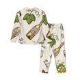 thumbnail image 2 of Kll Grapes Bbottles Wine Print Women'S Long Sleeve Pajamas With Pants Sleepwear Loungewear 2 Set-Large, 2 of 9