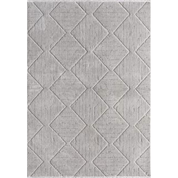 Abscond Grey Geometric Cotton Area Rugs for Living Room Jacquard Textured Modern Rugs Soft Geometric Rug for Bedroom Mid Century Washable Rug Non-Slip Bohemian Perfect for Dining Room Office