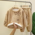 thumbnail image 2 of Taybagh Girls Outfits Size 6 Cute Plush Baby Clothes for Girls Warm Long Shirt Long Pants Casual Home Wear Brown 4-5 Years, 2 of 9