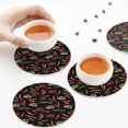 thumbnail image 7 of Disketp Red Chili Funny Coasters,6 Pcs Leather Coasters with Holder, Perfect Housewarming Hostess Gifts,Protect Furniture from Water Marks Scratch and Damage,Round Shape, 7 of 7