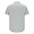 thumbnail image 4 of Chiccall Mens Cotton Linen Button Down Shirts Casual Solid Short Sleeve Summer Beach Shirts Tops Gray, 4 of 5