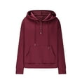 thumbnail image 4 of Womens Cable Knit Sweater Hoodies with Buttons Front Pocket Casual Loose Plain Pullover Drawstring Jumpers Tops (XL, Wine), 4 of 6