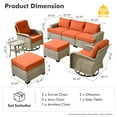 thumbnail image 2 of XIZZI 8-Piece Outdoor Patio Sectional Furniture Sets, Wicker Patio furniture with Swivel Chairs, Waterproof Outdoor Conversation Set for Backyard, Orange Red, 2 of 9