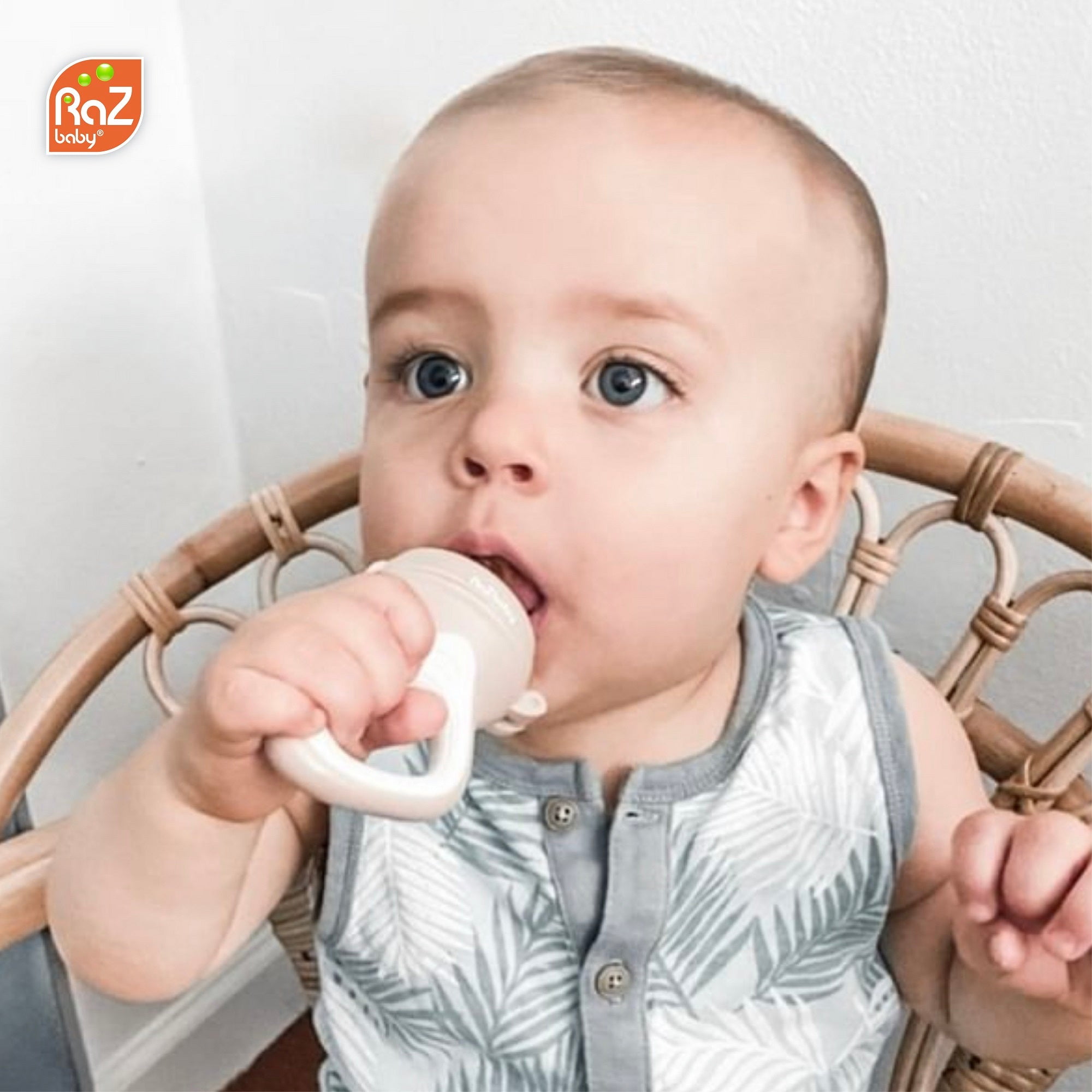 RaZbaby Baby Fruit Feeder/Food Feeder Pacifier | Infant Teething Toy  Teether 6M+, Add Baby's Favorite Frozen Fruit or Fresh Food for Teething  Relief