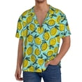 thumbnail image 7 of Lsque Lemon1 print Men's Cuban Collar Short Sleeve Shirt Summer Beachwear Casual Button Down Fashionable Vacation Leisure Shirt-Medium, 7 of 7