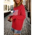 thumbnail image 4 of American Flag Graphic Sweaters for Women 4th of July Crew Neck Sweater Long Sleeve Casual Knit Pullover Sweater Shermie, 4 of 6