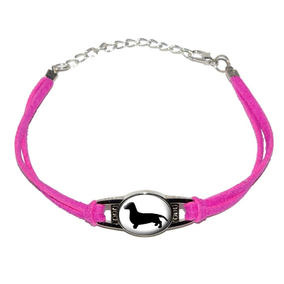 Dachshund Novelty Suede Leather Metal Bracelet