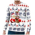 thumbnail image 1 of Chandail à Capuche Sans Capuche pour Hommes Hiver Chaud Col Rond Chandail Imprimé Flocon de Neige Père Noël Décontracté Confortable Doux, 1 of 4