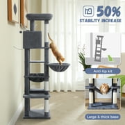 PAWZ Road 69 Cat Tree for Indoor Cats Multi-Level Cat Condo with Large Hammock Perch and 5 Scratching Posts, Dark Gray