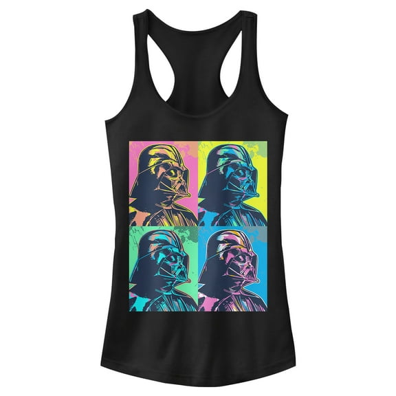 Junior's Star Wars Vader Color Grid Racerback Tank Top Black 2X Large