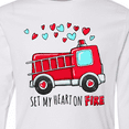 thumbnail image 4 of Inktastic Set My Heart on Fire Valentine Fire Truck with Hearts Long Sleeve Youth T-Shirt, 4 of 5