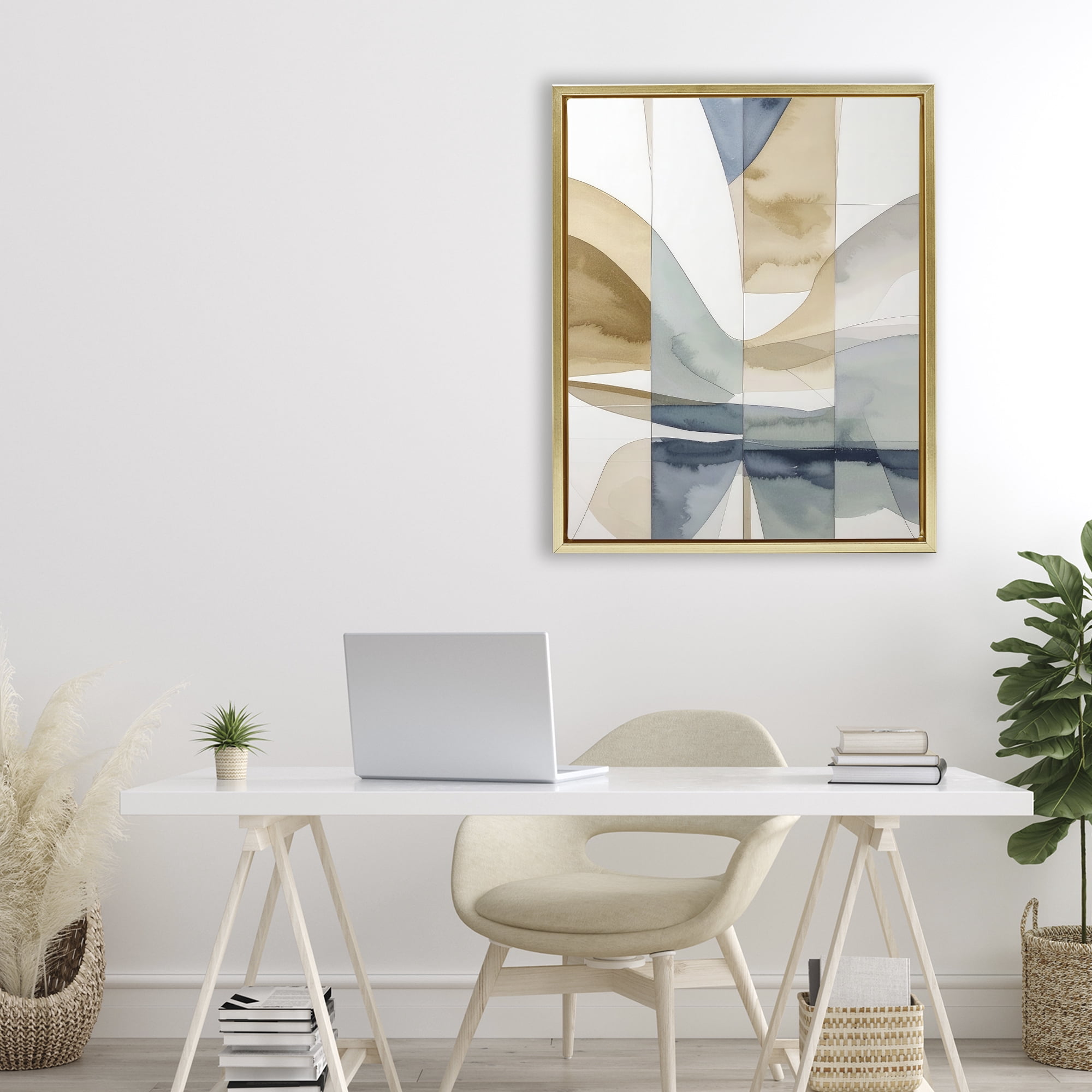 Stupell Industries Geographic Fluid Abstraction Gold Framed Floater Canvas Wall Art, design by Alonza Saunders