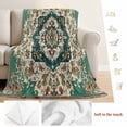 thumbnail image 5 of Beige Turquoise Boho Blanket Soft Cozy Warm Throw Blanket for Couch, Plush Fuzzy Flannel Fleece Blankets for Sofa, Medieval Vintage Ethnic Floral Bed Blankets Lightweight Gifts for Women, 32"x48", 5 of 9