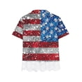 thumbnail image 4 of Shorts pour Filles, Robe à Manches Courtes, Chemise à Col Rond Superposée Imprimé Indépendance Blouse Mignonne pour Enfants Tee en Dentelle, 4 of 4