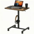 thumbnail image 1 of HOMCOM Bureau Debout Mobile Table au-Dessus du Lit avec Roues, Brun Rustique, 1 of 10