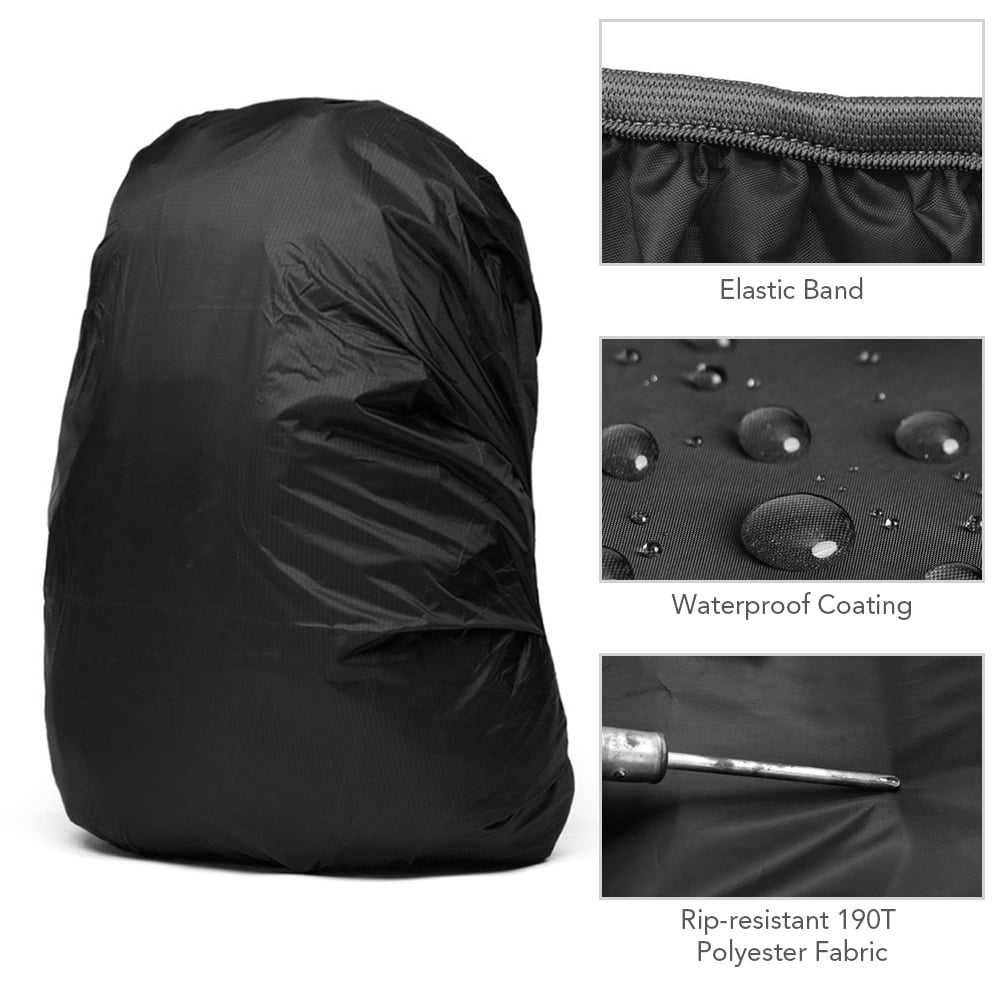 for Camping Hiking Cycling Traveling Outdoor Activities（Black&Orange） 2 PCS Backpack Rain Cover Dustproof Safety Pouch,30-45 L Waterproof Rucksack Cover with Reflective