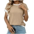 thumbnail image 3 of Avtoify Women's Casual Loose Solid Color Pullover Short Sleeve T-Shirt Top Short Sleeve V-Neck Top/Shirt Short Sleeve V-Neck Top/Shirt, 3 of 8