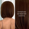 thumbnail image 3 of Peluca corta y recta para mujer, pelo sintético cómodo con flequillo, fibra de alta temperatura, color marrón Natural, uso diario en fiestas, 3 of 4
