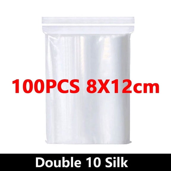 100Pcs Thicken Zipper Sealed Bags Clear Plastic Storage Bag for Small Jewelry Food Packing Reclosable Ziplock Sealing Bags