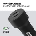 thumbnail image 3 of Powertek 40W Dual USB-C Car Charger, Fast Charging Power Delivery, Black, 3 of 4