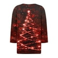 thumbnail image 4 of Cadancy Christmas Tee Shirts for Women Sparkly 3/4 Sleeve V Neck Button Pullover Tshirts Party Bright Xmas Tree Graphic Holiday Blouses Funny Fashion Tops, 4 of 5