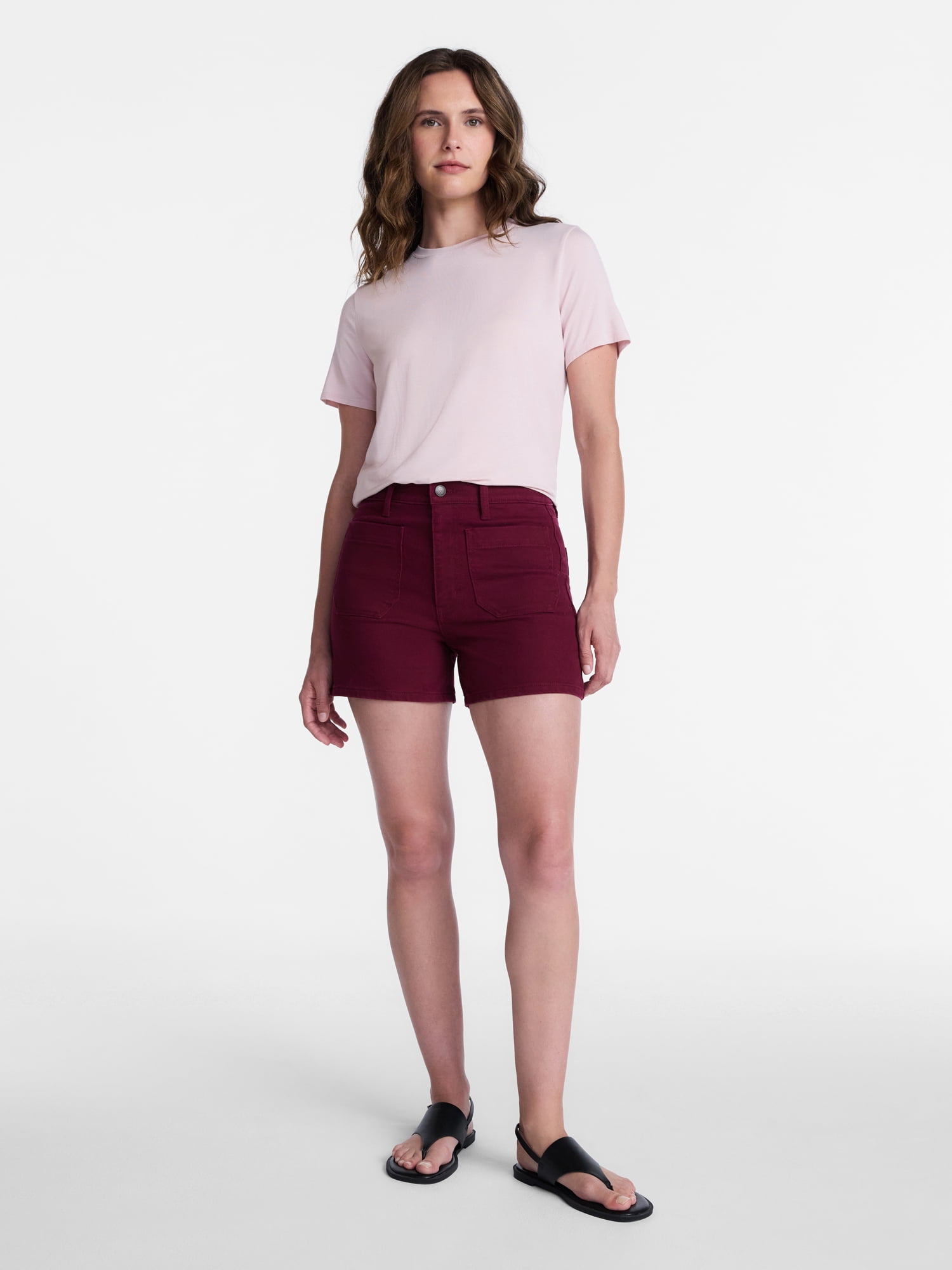 Time and Tru Women's Draped Boxy Tee with Short Sleeves, Sizes XS-XXXL