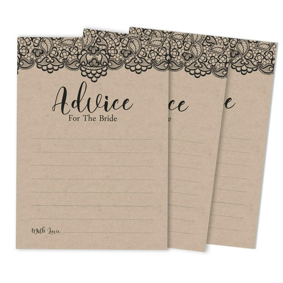 Inkdotpot Victorian Black Lace KraftAdvice And Wishes Set Of 50 Bridal Shower Advice Game ActivityCards