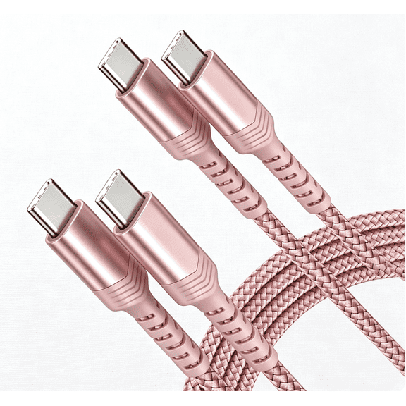 100W USB C to USB C Cable for iPhone 17, USBC Type C Charge Cord 5A Fast Charging Compatible with iPhone 17 Air 16 15 Pro Max Samsung Galaxy S25 S24 MacBook iPad Pro (2-Pack, 6.6ft) Pink